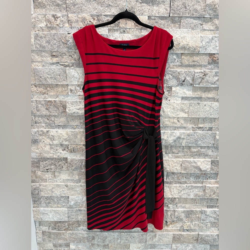 Reitman’s Petite Red and Black Striped Dress Elegant Night Out Wedding Guest